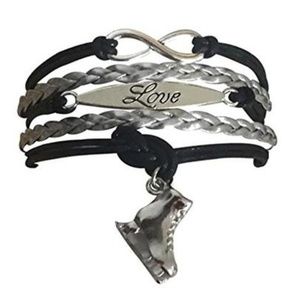 Girls Figure Skating Love Bracelet - Black&Silver